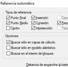 Opciones Referencias automáticas