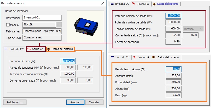 Propiedades del Inversor