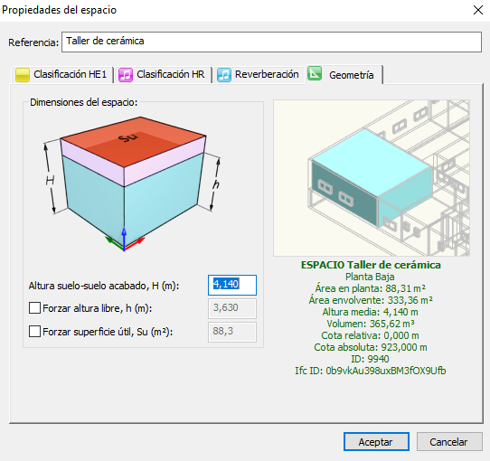 Pestaña Geometría