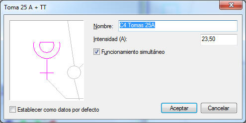 Toma con funcionamiento simultáneo