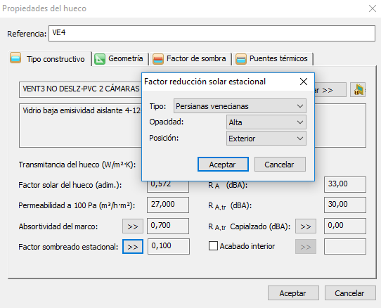 Factor sombreado estacional