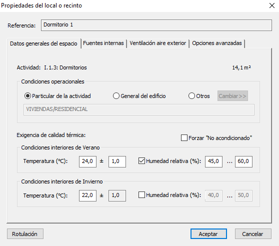 Datos generales espacio