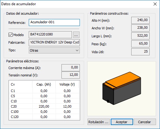 Propiedades acumulador