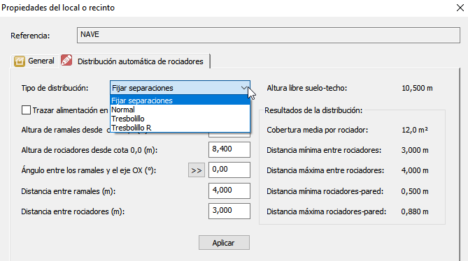 Pestaa Distribuir automticamente rociadores