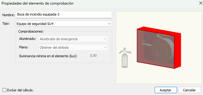 Propiedades de los elementos de comprobación