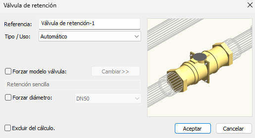 Propiedades Válvula retención