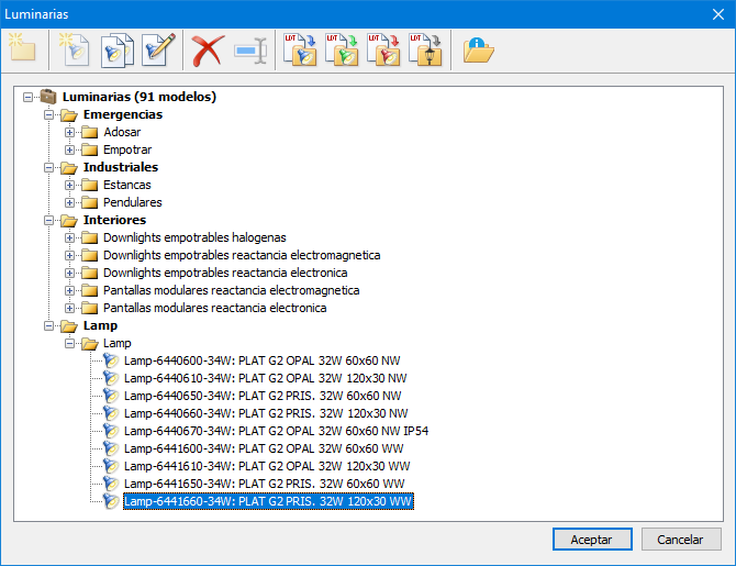 Base de datos de luminarias