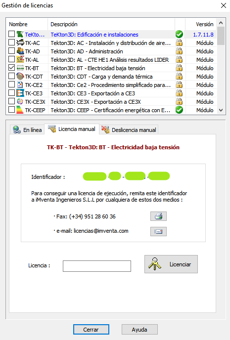 Licenciar de forma manual