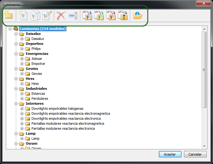 Base de datos de luminarias