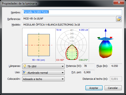 Propiedades de una luminaria