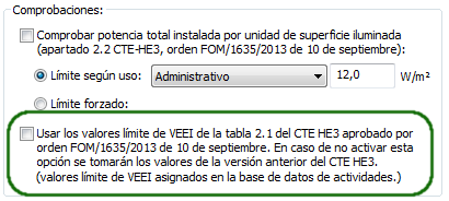 Selección de VEEI según edición CTE