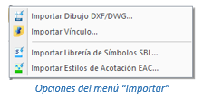 Opciones de importación