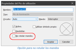 Opción para no rotular los mandos