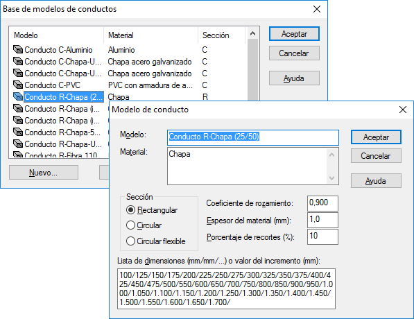 Base de datos de conductos