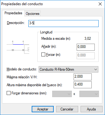 Propiedades de un conducto de distribución de aire