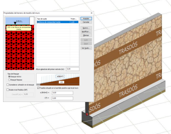 Propiedades del terreno de trasdós del muro