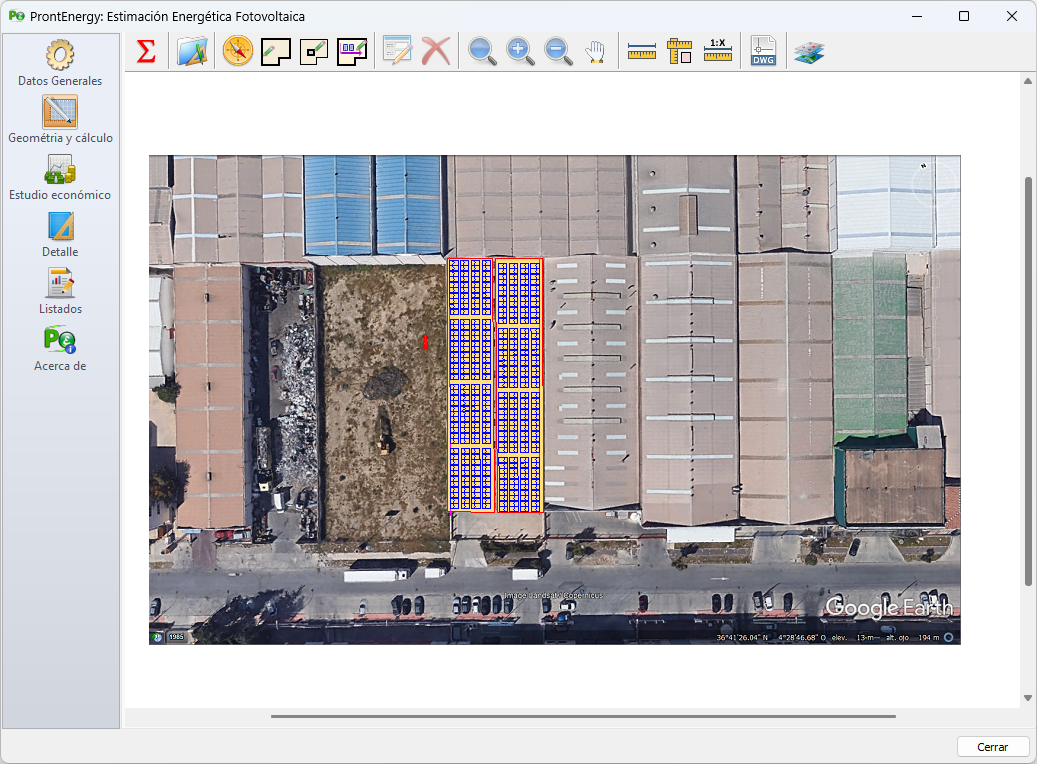 Cálculo de instalación fotovoltaica a dos cubiertas