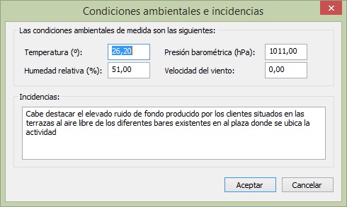 Condiciones ambientales e incidencias