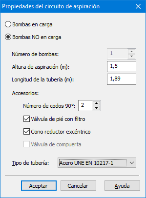 Propiedades del circuito de aspiración