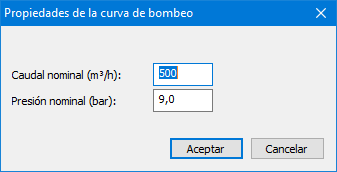 Parámetros para simulación de curva de bombeo