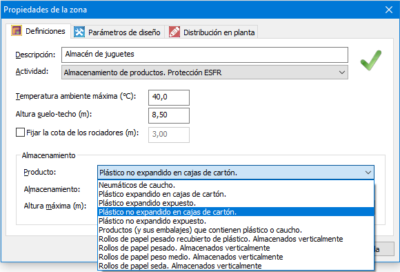 Protección con rociadores ESFR