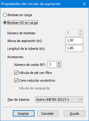 Propiedades circuito aspiración