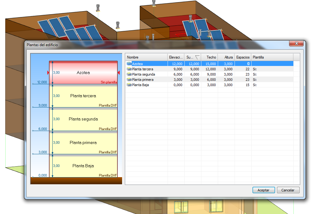 Cuadro de diálogo de plantas del edificio