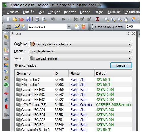 Información extra en el panel de buscar