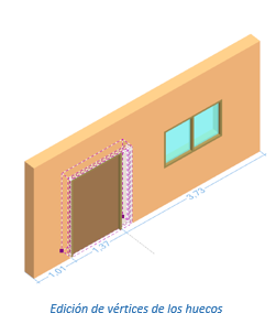 Edición de vértices de un cerramiento vertical