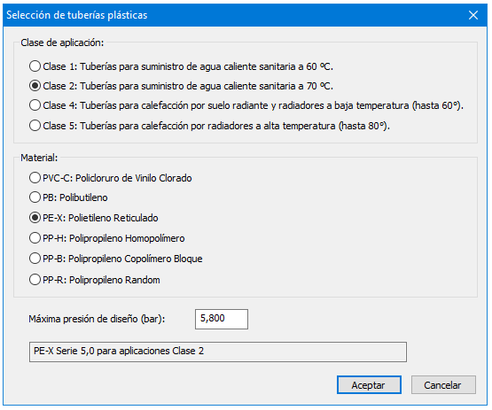 Selección de tuberías plásticas