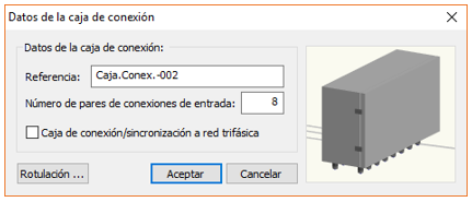 Datos de la caja de conexión