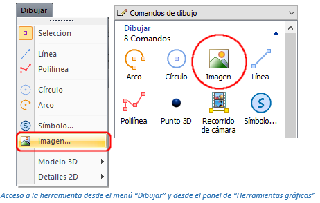 Opciones para insertar imágenes de mapas de bits