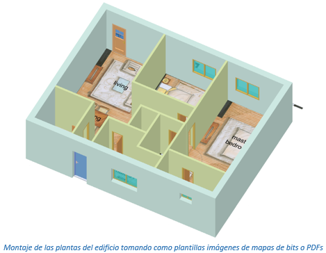 Planta edificio con imagen de mapa de bits como plantilla