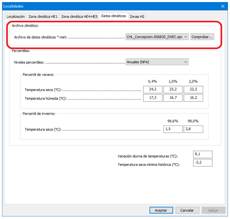 Asignación de fichero climático