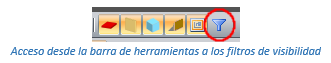 Acceso a filtros de visualización desde la barra de herramientas