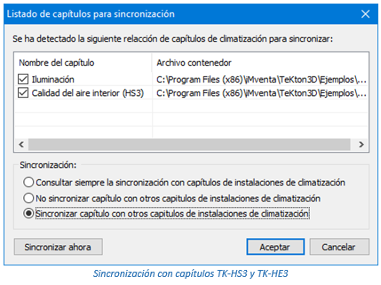 Sincronización con capítulos HE3 y HS3