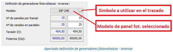 Apartado definición de generadores fotovoltaicos - inversor