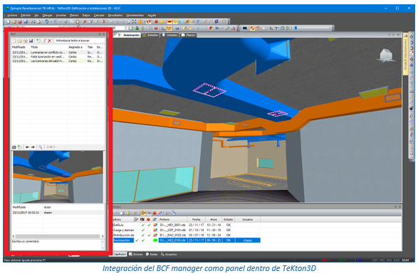 Integración del BCF manager como panel dentro de TeKton3D