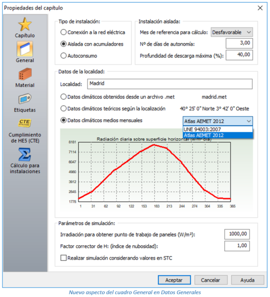 Nuevo aspecto del cuadro general de Datos Generales