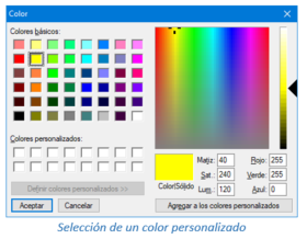 Selección de un color personalizado