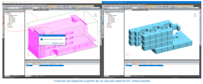 Creación de espacios a partir de un vínculo externo IFC seleccionado