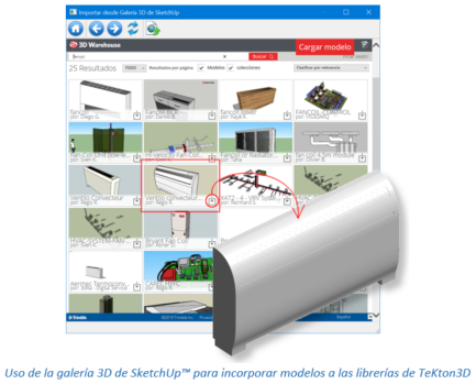 Uso de la galería 3D de SketchUp™ para incorporar modelos a las librerías de TeKton3D