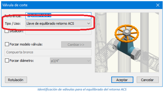 Identificación de válvulas para el equilibrado del retorno ACS