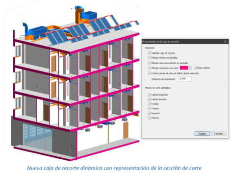 Nueva caja de recorte dinámica con representación de la sección de corte