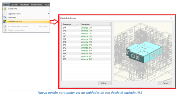 Nueva opción para poder ver las unidades de uso desde el capítulo HS3