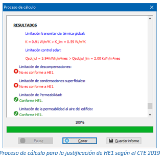 Proceso de cálculo para la justificación de HE1 según CTE 2019