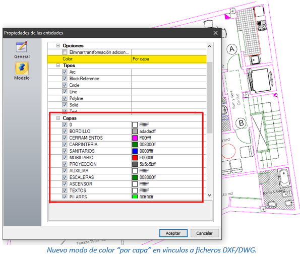 Nuevo modo de color "por capa" en vínculos a ficheros DXF/DWG