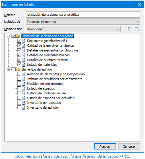 Documentos relacionados con la justificación de la Sección HE1