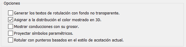 Opciones de generación del detalle