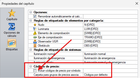 Opciones capítulo de iluminación